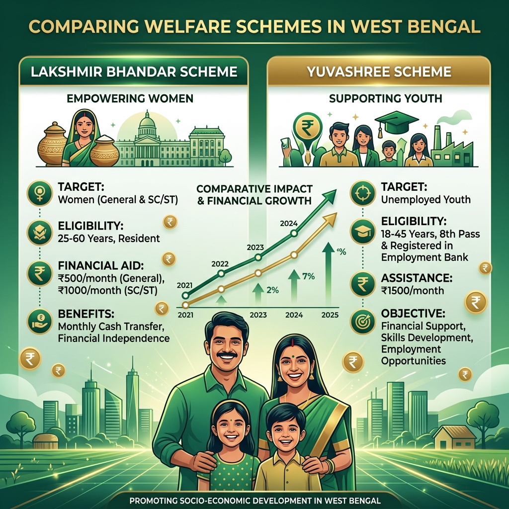 Comparison between Annapurna Bhandar and Lakshmir Bhandar schemes showing payment differences and benefits