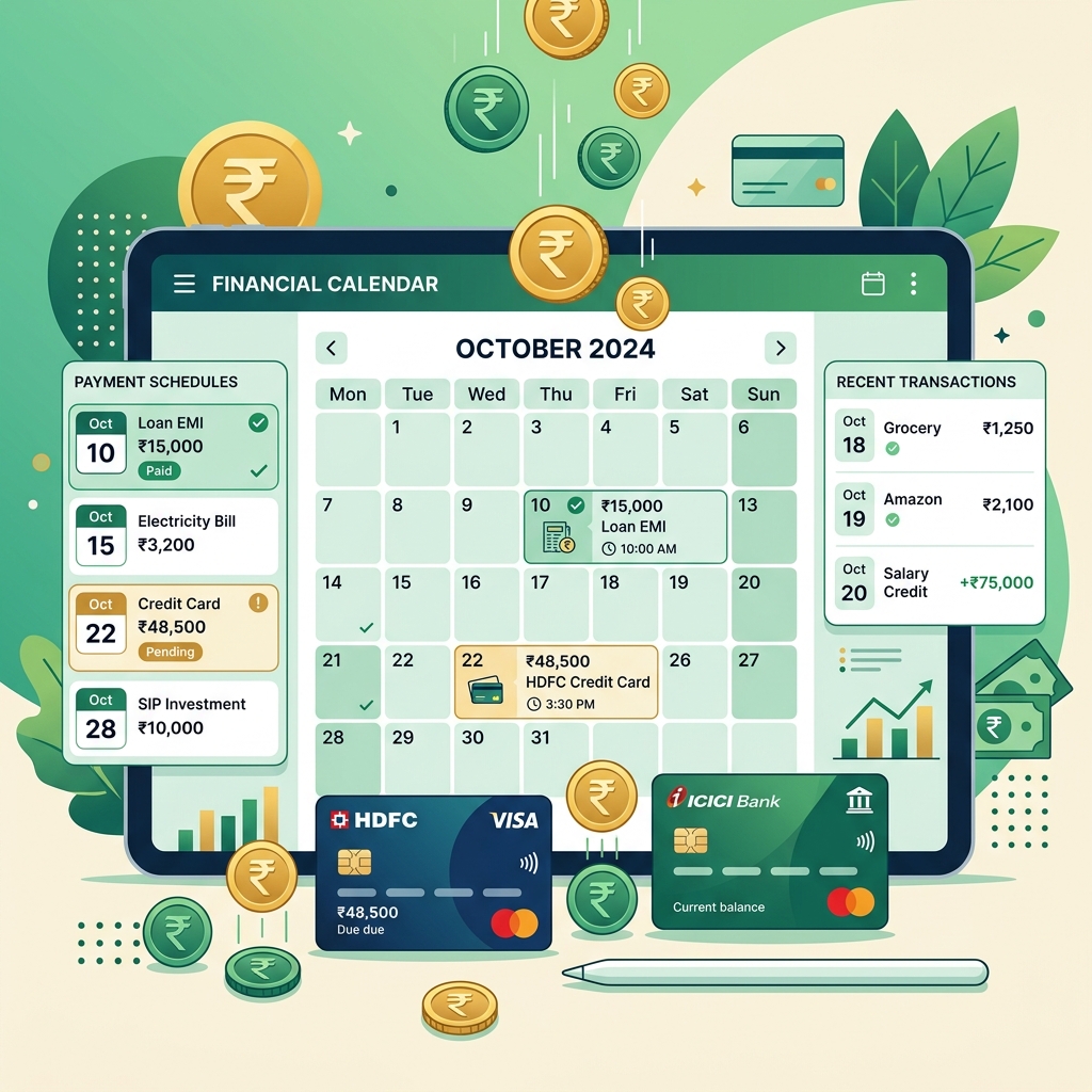 Calendar showing Annapurna Bhandar payment date with bank transfer illustration