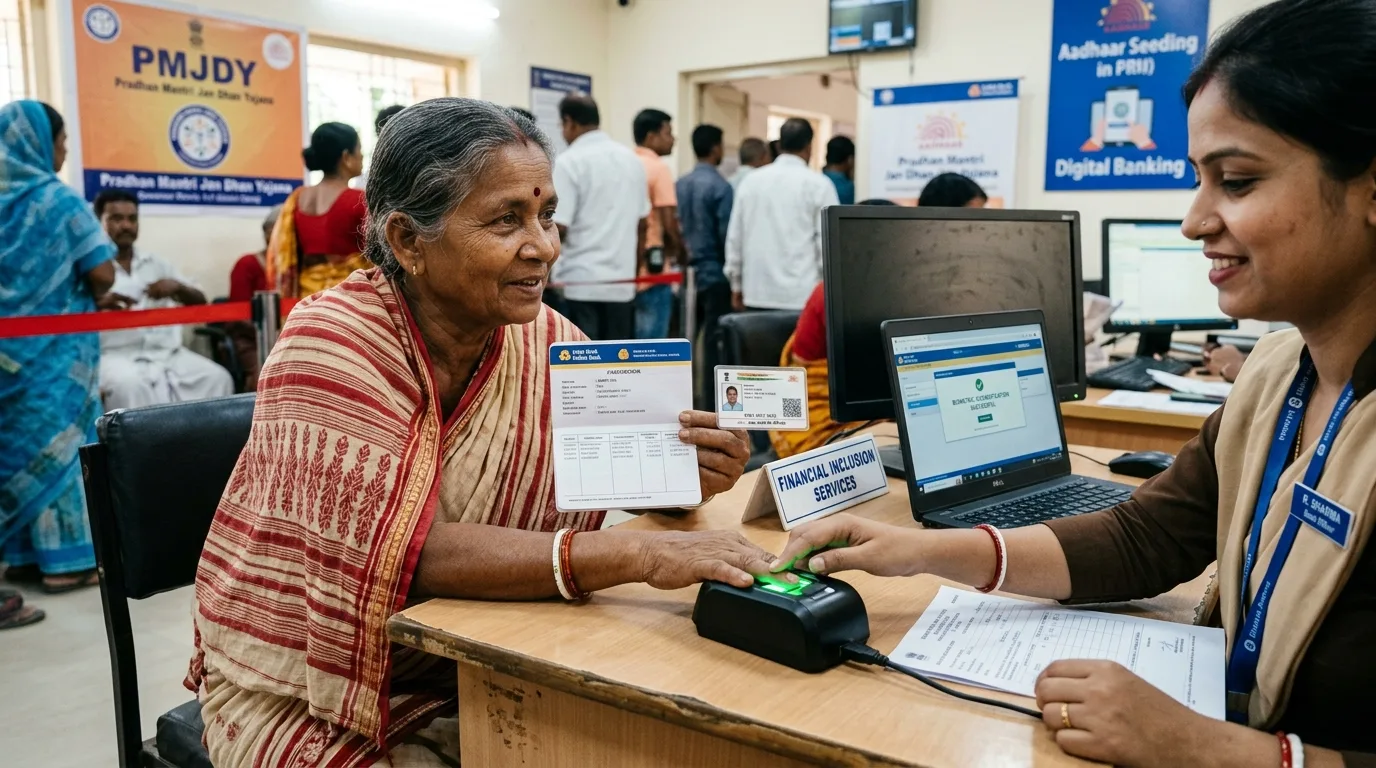 Woman beneficiary opening a single bank account for Annapurna Bhandar ₹3,000 monthly DBT in West Bengal
